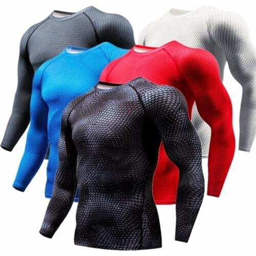 Quality Compression Shirt Men Rashgard Fitness Long Sleeves Running Shirt Men Gym T Shirt Football Jersey Sportswear Sport Tight