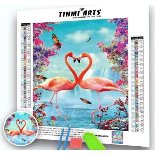 5D Full Drill Round Diamond Painting Embroidery Flamingos Animal Mosaic Flower Picture Cross Stitch Wall Decor Home Handmade