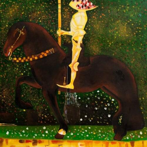 The Golden Knight - Gustav Klimts Square Painting, Hand Painted Oil Reproduction, Canvas Oil Picture, Free Shipping