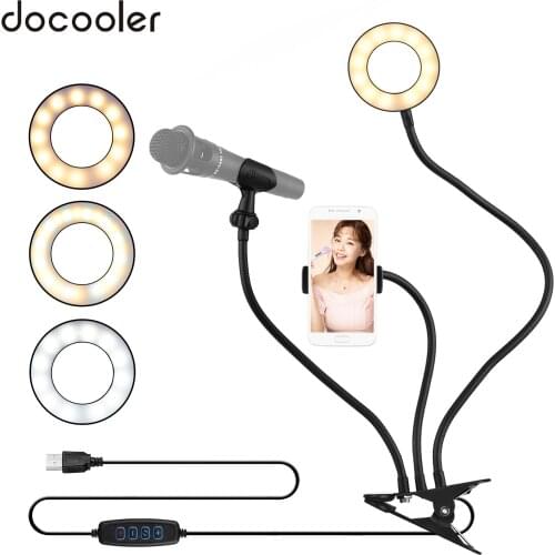 Clip-On Mini USB Ring Light Fill-in Lamp 3 Lighting Modes Dimmable for Live Streaming Video Online Singing Chatting Ringlight