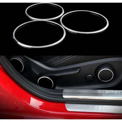 YAQUICKA 3x Aluminum Alloy Car Seat Adjust Button Switch Cover Circle Trim Ring For Mercedes Benz CLA GLA A B Class Car-styling