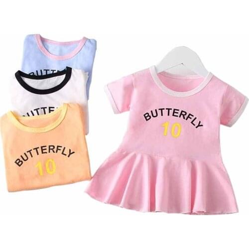 2021 Summer New Girls Dress Childrens Clothing Casual Skirt Cotton Short-Sleeved Letter Printing Baby Princess Dress 0-5 y