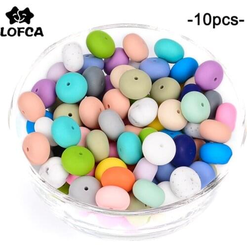 LOFCA 10pcs/lot Abacus Loose Silicone Teething Beads Elegant Beaded Necklace Silicone Chew Bead For Baby Silicone Necklace