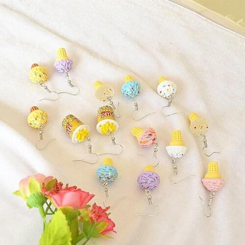 Sweet Cute Creative Emulational Food Earrings Cartoon Funny Popcorn Cone Ice Cream Eardrop Deceitful Nightclub Party Jewelry