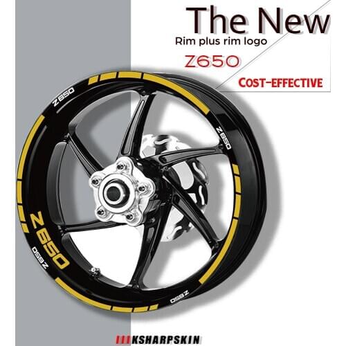 Motorcycle Tire and rim logo reflective decorative decal combination wheels sticker set For KAWASAKI Z650 z 650 z650