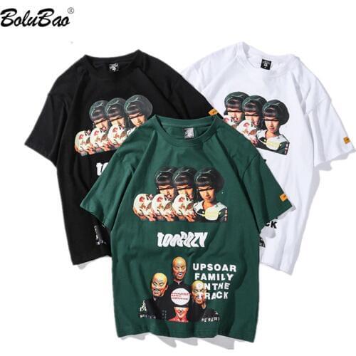 BOLUBAO Fashion Brand Mens T-Shirts Summer New Male Street Clothing T Shirt Men Hip Hop Loose Printing Tee Shirt Tops