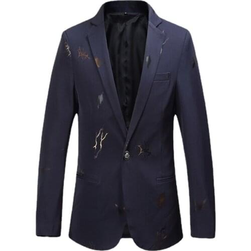 12 Color Men Slim Casual Suit Jacket High Quality Mens Business Banquet Stage Singer Printing Blazers Men Plus Size 6XL 2021