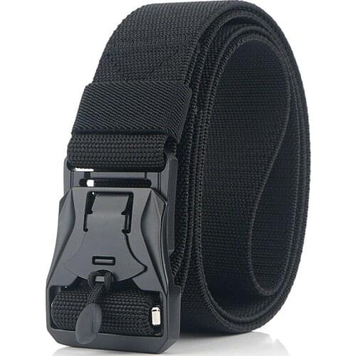 DHL 50Pcs Elastic Men Belt Magnetic Metal Buckle Adjustable Nylon Belts For Trousers Outdoor Training Tactical Designer Belt
