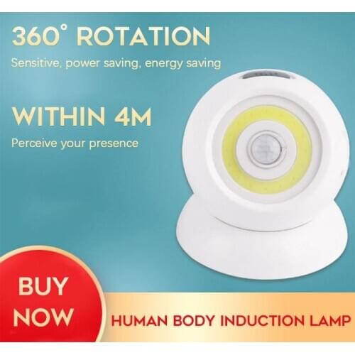 360°COB Rotating Sensor Night Light Human Body Induction Lamp Ball Light 3W Battery Powered LED Sensor Light Garden Wall Lamp