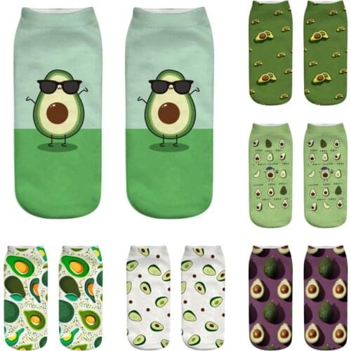 1 pair of fashionable original new fashion avocado three-dimensional printing socks single side printing happy leisure socks