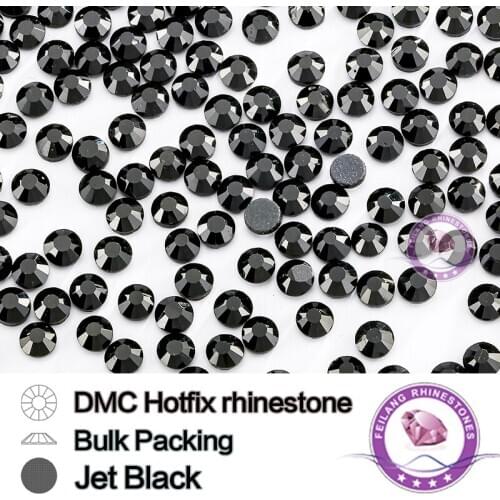 Bulking Packing SS6 SS10 SS16 SS20 SS30 Black Color HotFix Flatback Rhinestone For Garments Bags Shoes Dress Decoration