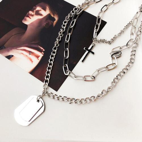 Punk Retro Crossing Chain Necklace Fashion Couple Streetwear Harajuku Pendant Necklaces