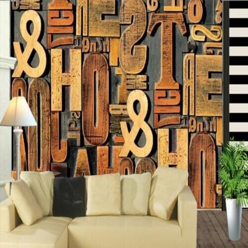 Drop Shipping Custom Photo Wallpaper Living Room 3D Stereo Digital Alphabet Mural TV Backdrop Picture Restaurant Bar Wallpaper