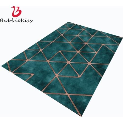 Bubble Kiss Nordic Luxury Green Golden Lines Pattern Carpets for Living Room Home Bedside Decor Rugs Customized Soft Mats 2021