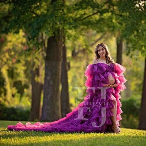Absolute Luxury Layed Puffy Long Tiered Tulle Dresses for Maternity Photoshoot or for Non-maternity Events Customize Woman Robe