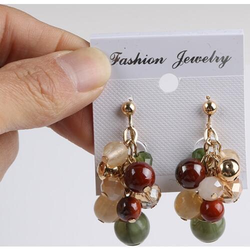 Colorful Acrylic Swirl Beads Clip on Earrings Without Piercing Personality for Women Girl Prom Party Fashion Earrings Jewelry