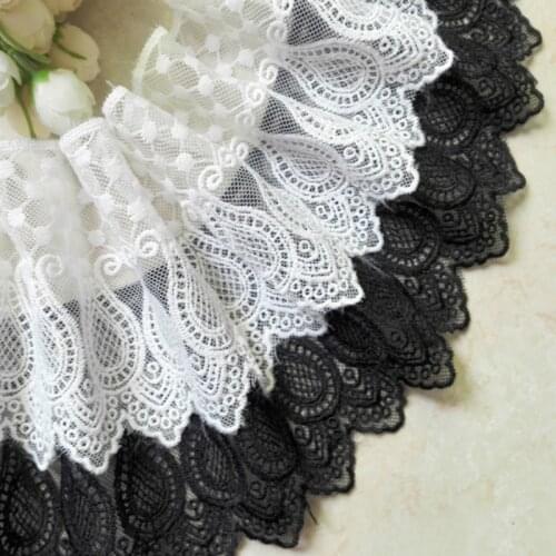 White Black Mesh Tulle Lace Embroidered Neckline Collar Edge Trim Ribbon For Curtains Clothes Wedding Dresses Sewing Material