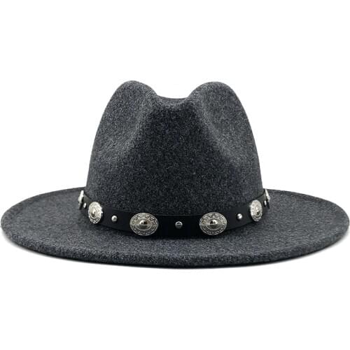 Women Men Wool Fedora Hat With Leather Ribbon Gentleman Elegant Lady Winter Autumn Wide Brim Jazz Church Panama Sombrero Cap