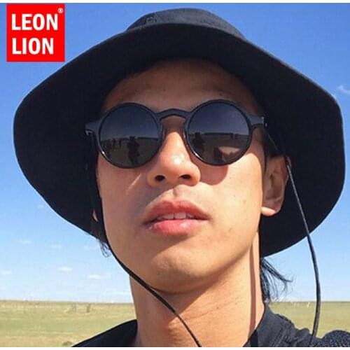 LEONLION 2021 New Round Frame Sunglasses Men Trend Big Frame Sunglasses Women Vintage Punk Rice Nail Sunglasses Gafas De Sol