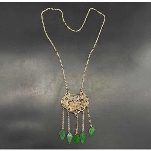 Tibetan Silver Miao silver hairpin, Exquisite gem inlaid agate double phoenix silver hairpin Han suit with hair accessories