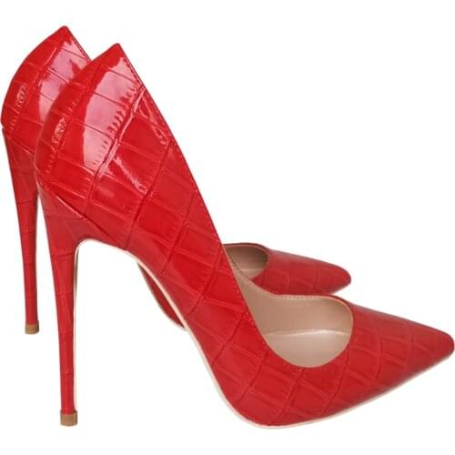 Free shipping fashion women pumps Red crocodile patent leather pointed toe high heels shoes boots pumps 12cm 10cm 8cm Stiletto