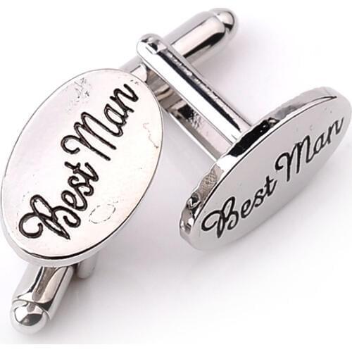 Unique Cufflinks Silver Color Fashion Novelty Round Letters Design Zinc Alloy Mens Shirt Cuff Buttons Wedding Cuff Links