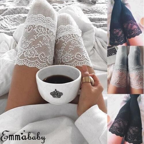 Women New Cute Lace Stockings Warm Thigh High Over the Knee Long Cotton Lace up Stocking Medias Sexy Stockings Autumn Spring