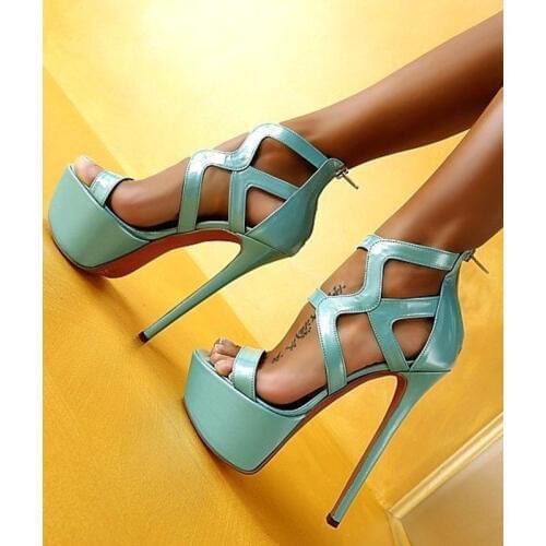 FGHGF ultra-high heel shoes 16CM high and 5cm high platform womens wedges black and pink large size customization