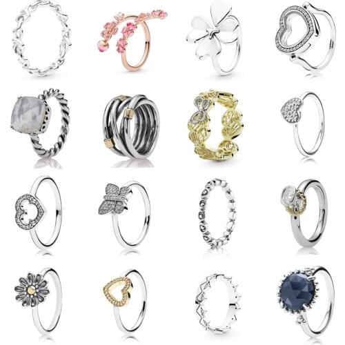 NEW 2021 100% 925 Sterling Silver Flower Butterfly Jewel Love Ring Women Fit DIY Original Bracelet Fshion Jewelry Gift