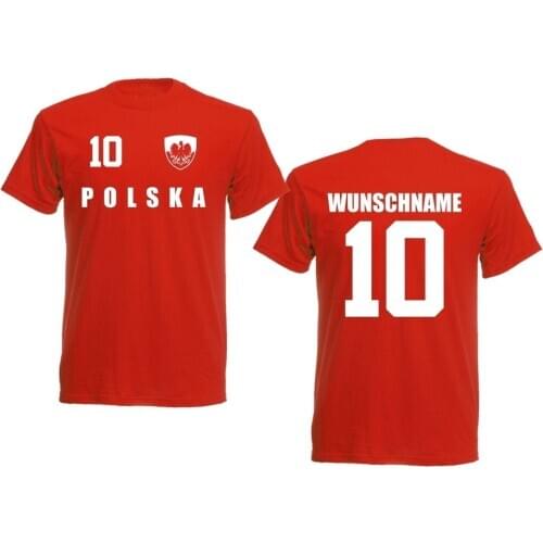 2019 Fashion Solid Color Men Tshirt Polen Polska T-Shirt Trikot Look Team Name Footballer Team Casual Tee