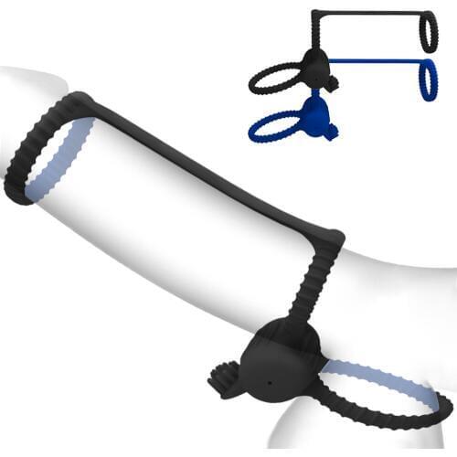 3 Rings Dick Ring Vibrator Sex Toys For Men Delay Ejaculation Silicone Dick Sleeve Penis Bondage Vibrator For Men Chastity Cage