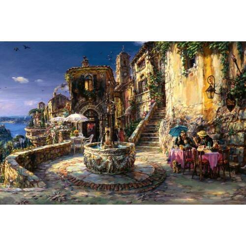 Free shipping mediterranean sea leisure stone house landscape oil painting canvas printings on canvas art decoration picture