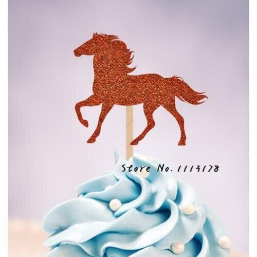 Glitter running horse cupcake toppers animal Birthday wedding bridal shower baby shower party foodpicks