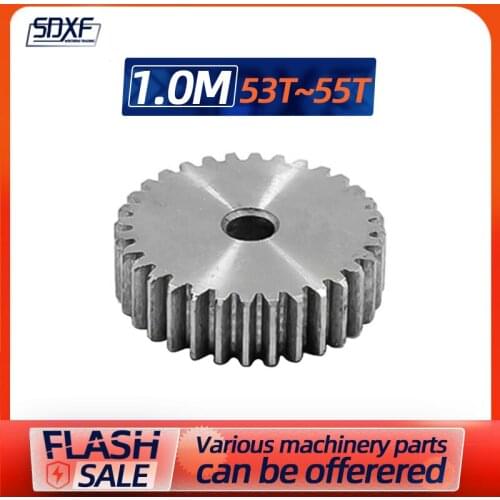 1M face gear 45# steel, spur gear thickness 10MM, 53 to 60 teeth machining holes need to be machined by yourself, face gear