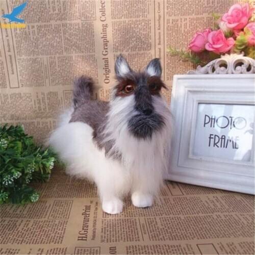 Fancytrader Cute Simulation Mini Schnauzer Gray Dog Plush Toy Lifelike Animals Dog Doll Decoration Gift 25X9X19cm