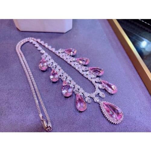 H413 Fine Jewelry 100% Natural Pink Morganite Gemstones 36.85ct Pendant Pendants Neckalces for Women Presents