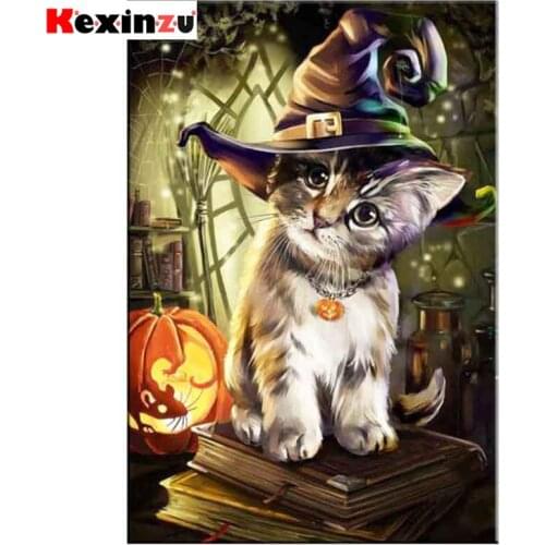 Kexinzu 5d Full DIY Square Diamond Painting Cross Stitch Animal Cat 3d Round Embroidery Mosaic Resin Home Decor Gifts k603