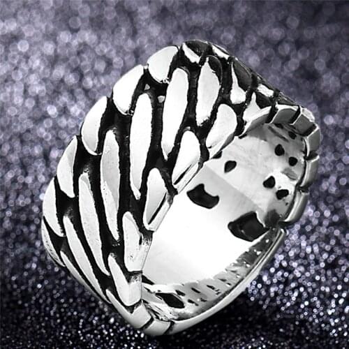 Punk Stainless Steel Chain Rings Men Women Gothic Jewelry Vintage Male Female Engagement Wedding Rings Gifts