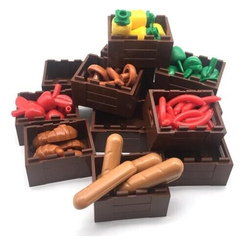 City Moc Parts Blocks for Children Food Box Creator Classic Building Bricks Construction Toys Accessories Locking Block Bloque