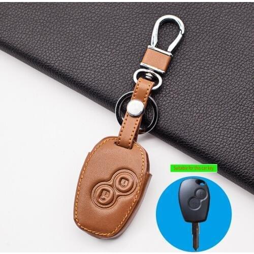 For Renault DACIA Sandero Captur Twingo Megane Scenic Kangoo Modus Leather Car Key Case Cover 2 Buttons Protective Shell