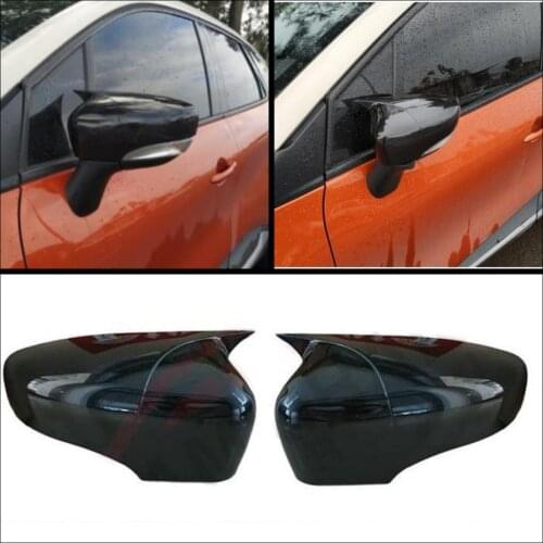 2 Pieces High Quality ABS Plastic Bat Style Mirror Covers Caps RearView Mirror Case Cover Piano Black For Renault Captur