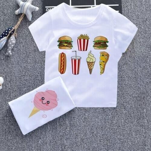 T-shirt Summer New Clothing Cute Ice Cream Tee Shirt Fille Fun Fashion Boy T Shirts For Children Design Round Neck Girl Tshirt