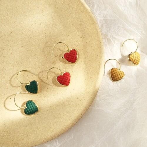Fashion Gold Color Heart Geometric Drop Earring for Women Brincos Vintage Red Green Yellow Earring 2020 Irregular Korean Jewelry