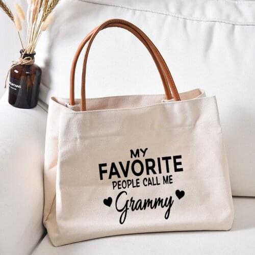 My Favorite People Call Me Grammy Tote Bag Gift for Grandma Mothers Day Women Lady Fashion Beach Bag Shopping Bag Work Bag