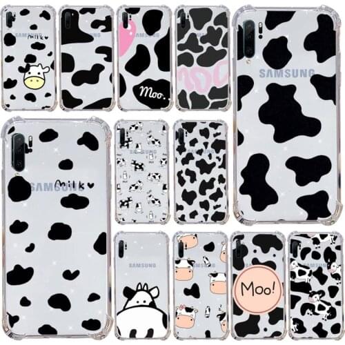 Cow Milk Black White Phone Case Transparent For Samsung Galaxy A71 A21s S8 S9 S10 plus note 20 ultra