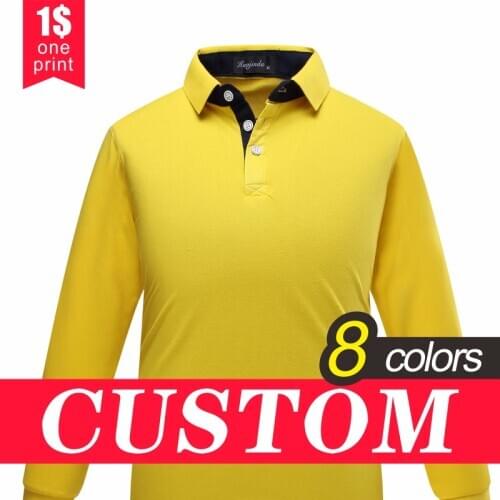 Custom Polo Shirt Men Clothing Long Sleeve Top by Embroidery/Digital/ Silk Printing Male Tees Make Brand Blouse Autumn Uniforms