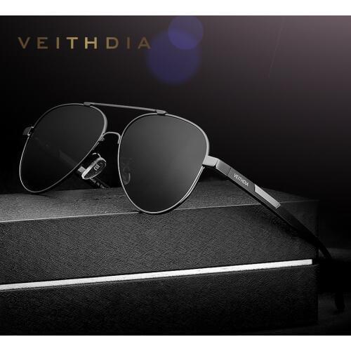 VEITHDIA Men Vintage Aluminum Magnesium Sunglasses Polarized Photochromic Lens Classic Brand Sun glasses Driving Shades For Men