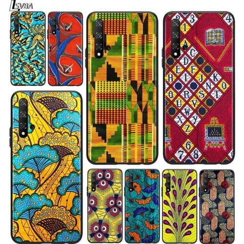 African fabric Printing For Huawei Honor 7C 7A 7S 8 8A 8X 8C 8S 9 9S 9X 9N 9A 9C 9i Pro Lite Silicone Black Soft Phone Case