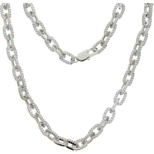 New Twisted and Oval Link Zircon Necklace Hip hop Cuban Link Punk Choker Chain Bling Bling Charms Necklace Women Fashion Jewelry