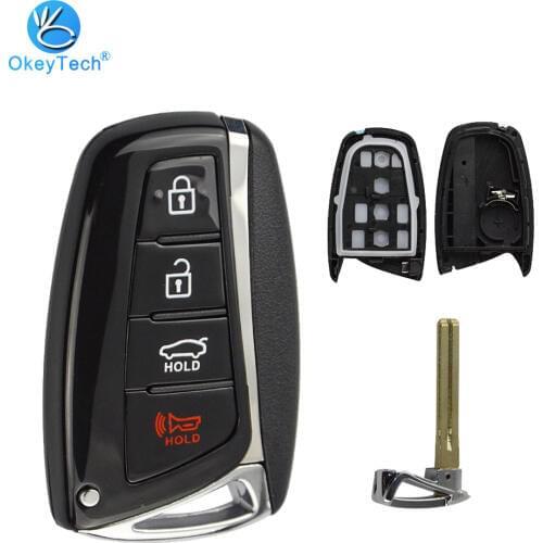 OkeyTech for Hyundai IX35 I30 I20 Accent Getz Azera Santa Fe Tucson Remote Key Cover Case Shell Holder with Blade 3/4 Buttons
